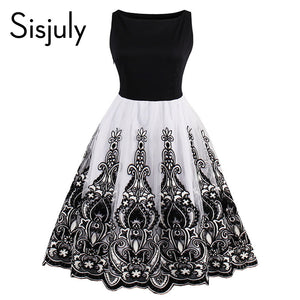 Sisjuly women vintage 1950s style dresses  floral print  party dress black elegant female vintage sexy dresses  2017 new dresses