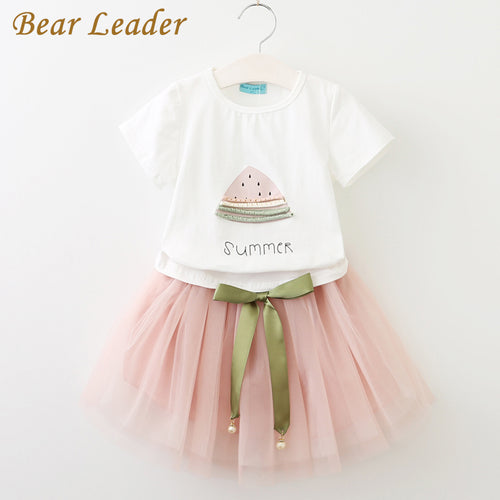 Bear Leader Girls Clothing Sets 2017 New Summer Children dresses White Short T-Shirt +Short skirt 2Pcs Suit Brand Kids Clothes