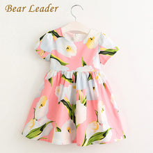 Bear Leader Girls Dress 2017 Brand Girls Summer Dresses Kids Short Sleeve Cotton Flowers Knee-Length Design for kids Girls Dress