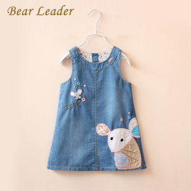 Bear Leader Girls Dress 2017 New Spring Embroidery Strap Kids Dress Cartoon Outwear Cute High Quality Girls Clothes 3-7Y