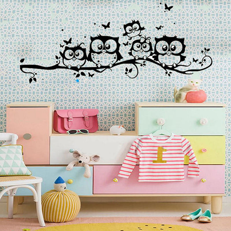 Home Decor DIY Wallpapers Removable Owl Cartoon  Wall Decal Decor Stickers Mural Art Design Home Bedroom Room Decoration YX#