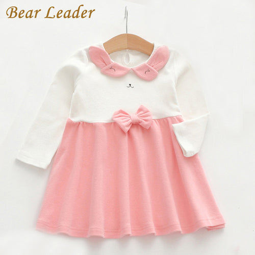 Bear Leader Girls Dress 2017 Autumn Brand Baby Girls Blouse Cute Cartoon Rabbit Bow-knot Kids Shirts Children Clothing Dress