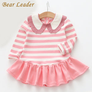 Bear Leader Girls Dress 2017 New Autumn Brand Baby Girls Blouse Peter pan Collar Kids Sthiped Shirts Children Clothing Dress