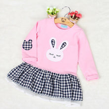 Bear Leader Girls Dress 2017 Spring Casual Style Baby Girl Clothes Long Sleeve Cartoon Bunny Print Plaid Dress for Kids Clothes