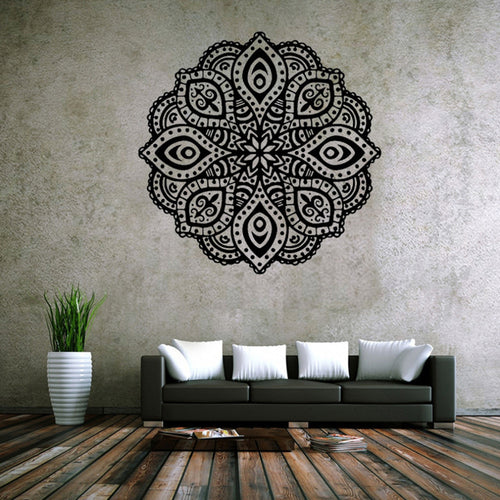 NEW  Mandala Yoga Decal Vinyl Sticker Flower Murals Buddhist Art Deco Wall Stickers 57cmx56cm for Home Decoration hot