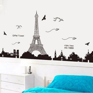 1 pc 2016 Hot Sale Fashionable Design House Living Room Bedroom Tower Pattern Art Decoration DIY Manual Removable Wall Sticker