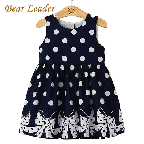 Bear Leader Brand Dress 2017 New Casual Summer Style Girls Dress Sleeveless Dot Printing Princess Dress Kids Clothes Party Dress