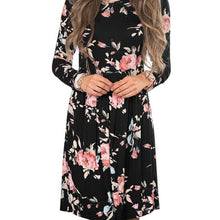 Women Autumn Pleated Floral Printed Casual Long Sleeve Evening Party Mini Elegant Dresses robe manche longue