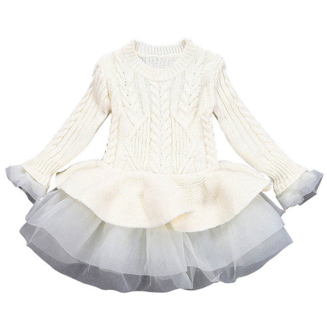 Kids Girls dresses Knitted Sweater Winter Pullovers Crochet Tutu Dress girl Clothes drop shipping