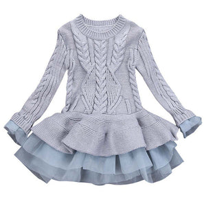 Kids Girls dresses Knitted Sweater Winter Pullovers Crochet Tutu Dress girl Clothes drop shipping