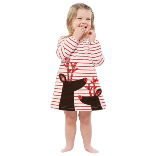 Toddler Kids Baby Girls dress Deer Striped Princess Dress Christmas girls clothing Outfits Clothes drop shipping