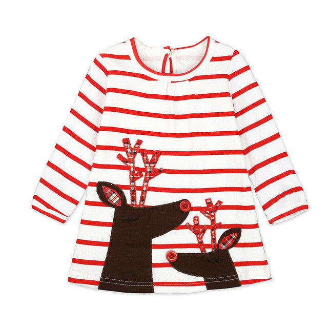 Toddler Kids Baby Girls dress Deer Striped Princess Dress Christmas girls clothing Outfits Clothes drop shipping