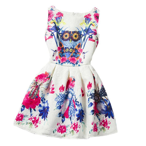 Summer Dress Sleeveless Printed Princess Dress Teenagers Kids Clothes Robe Enfant