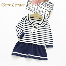 Bear Leader Autumn Girls Dress 2016 New Preppy Style Girls Clothes Long Sleeve Lapel Bow Striped Design for Kids Clothes 3-7Y